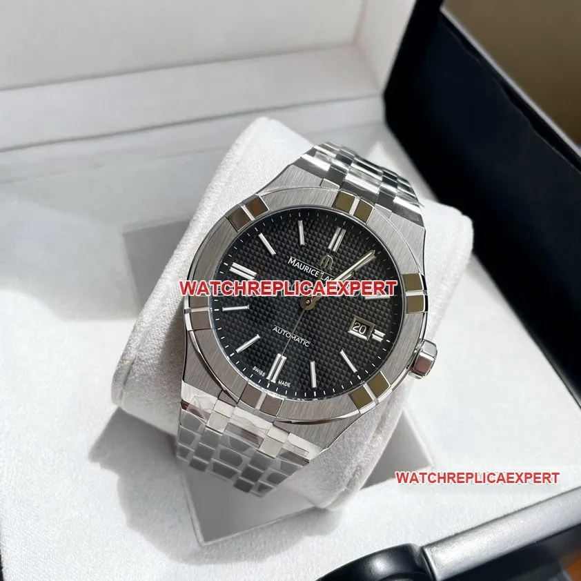 Maurice Lacroix top-tier black dial patterned Paris stud steel bracelet model AI6008 front live photo