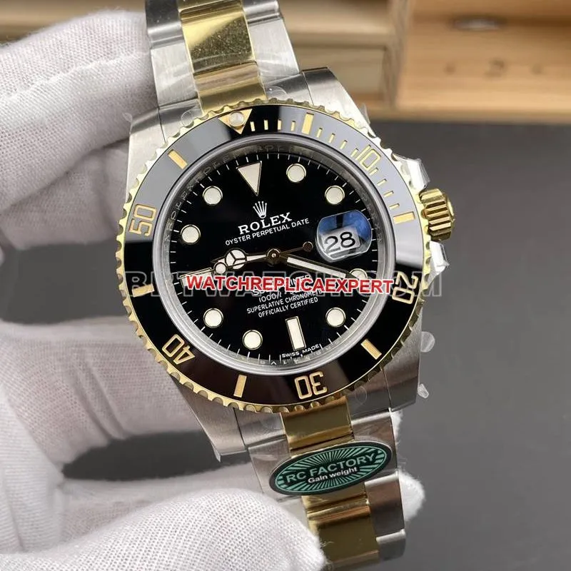 Rolex collectible watch RC factory Submariner40mm gold black Submariner3135movementfront live photo