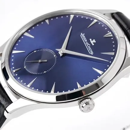 ZF Factory Jaeger-LeCoultre Top-Quality Men's Blue Dial, Blue Strap, Quartz Master Series Ultra-Thin Model with Small Seconds Hand, Leather Strap Watch—Buckle Image