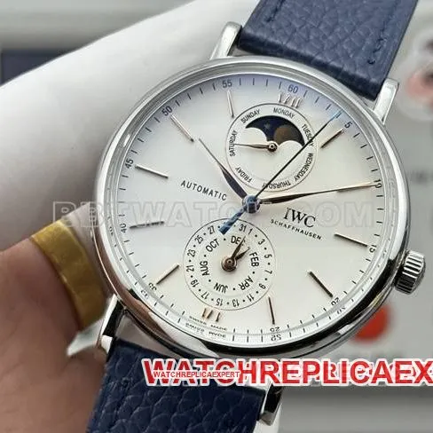 collectible watches Portofino GR factory Universal white disk blue belt models front real picture