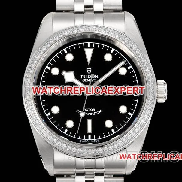 Tudor collectible watches V9 factory Biwan black disk 41mm Swarovski diamond ring mechanical steel strap models strap real picture
