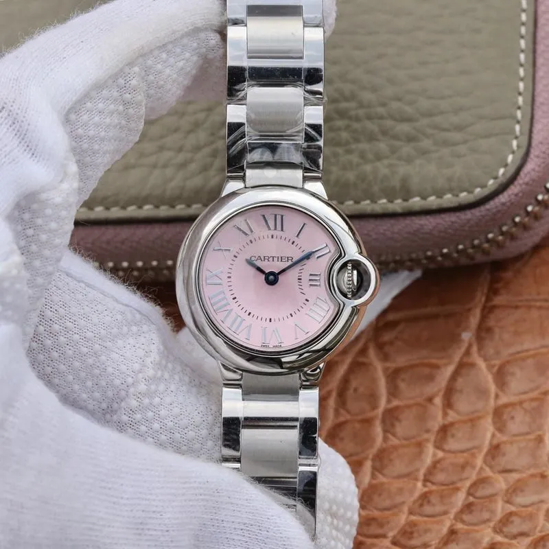 Cartier high-quality watch blue balloon small pink watch front view