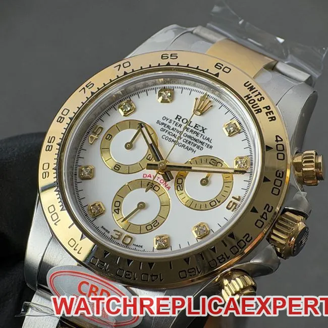 CBD Factory Daytona collectible watch Rolexwhite dial gold steel bracelet4130front live photo