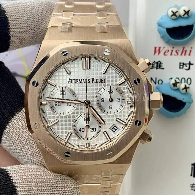 1:1replica watch Audemars PiguetBLS factory Royal Oakrose goldgreen dial mechanical 26420front live photo