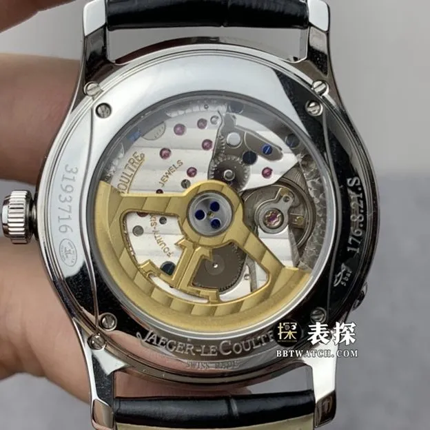 V9 Factory Jaeger-LeCoultre Master Men's Black Dial Moon Phase Leather Strap Watch Pictures and Price Real Shot Images