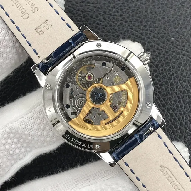 GF Factorytop-tier watch Jaeger-LeCoultre women's white dial blue belt dating series leather strap watch movement picture