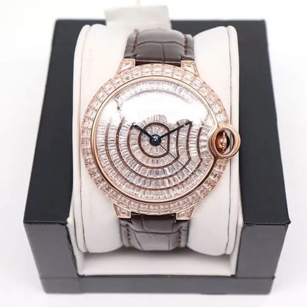 Cartier Watch Cartier Blue Balloon Square Diamond Full Diamond Watch Front View