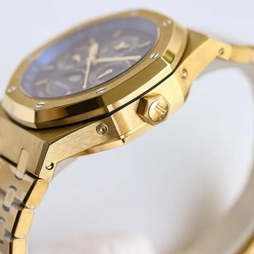 Audemars Piguettop-tier watch men's blue dial gold steel braceletRoyal Oak26574ST series mechanical watch front view