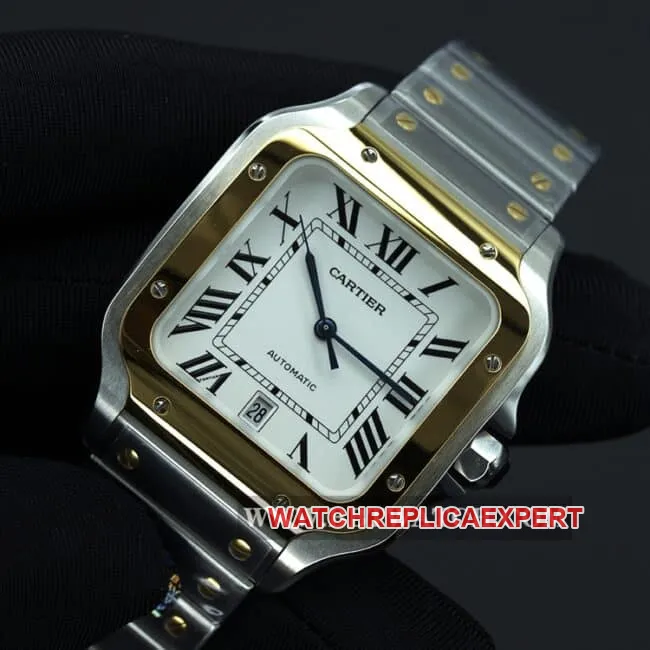 BV factory Cartier top collectible watches men's white disk steel belt automatic mechanical Santos series front view