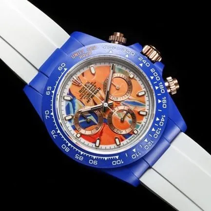TW factory top-tier replicaRolexhigh-quality fully automatic movementDaytona series men's gold plate rubber strap watch front view