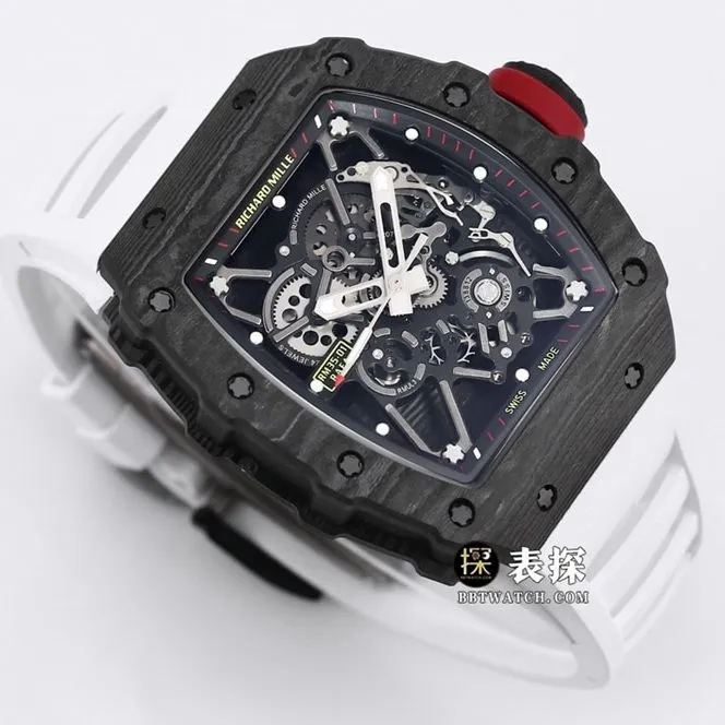 BBR RM 35-01Richard Mille1:1replica watch men's black dial white rubber front live photo