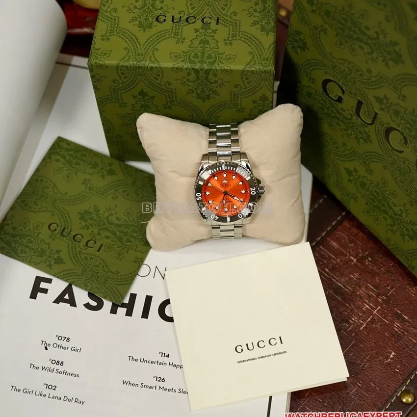 Gucci top-tier 1:1high-quality replica2024 new orange plate steel bracelet model YA136355front live photo