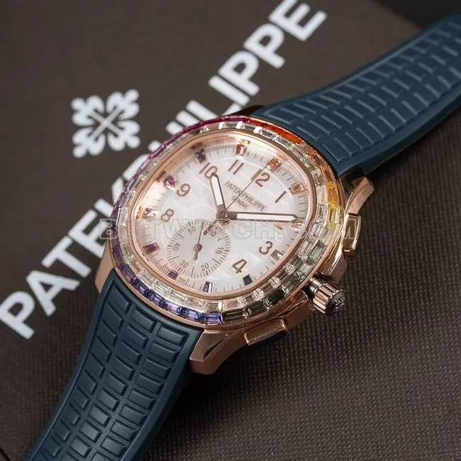 top-tier watch PPM factory Patek PhilippeAquanaut mechanical blue rubber braceletfront live photo
