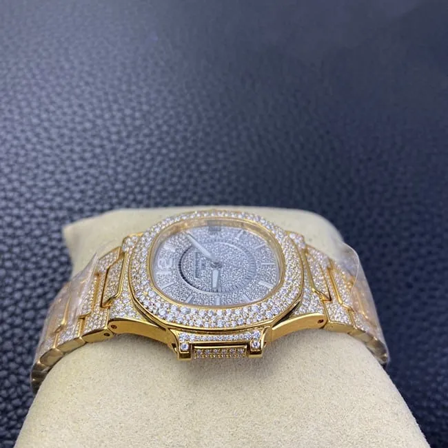 Patek Philippetop-tier watch women's gray plate gold band Nautilus series automatic movement front view