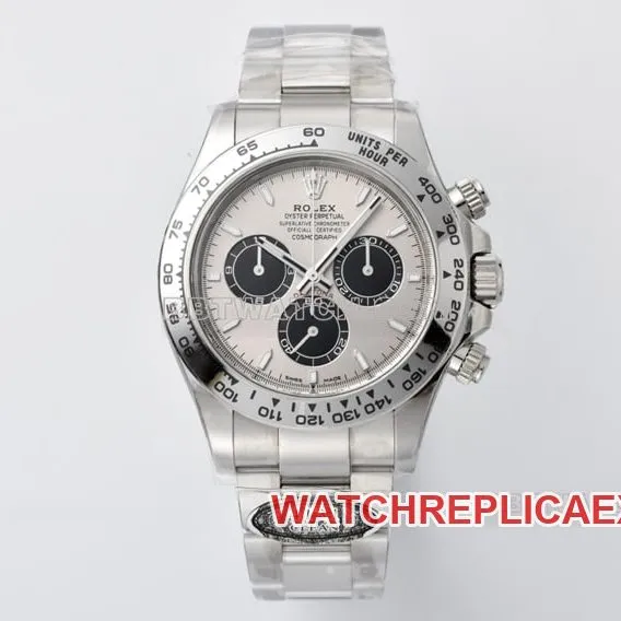 Factory C RolexDaytona1:1top-tier replicawhite gold cement gray 4131steel bracelet front live photo