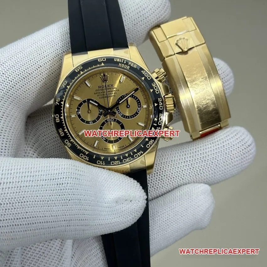 Clean FactoryRolexDaytona1:1super gold plate full gold rubber model 126518front live photo