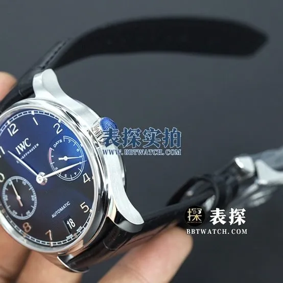 YL factory IWC Portugal top-tier 1:1high-quality watch men's Portuguese seven black dialleather strap model pictures and prices front live photo