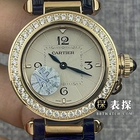 AF FactoryCartier Pasha watch ladies silver white dial diamond leather strap model pictures and prices clasplive photos