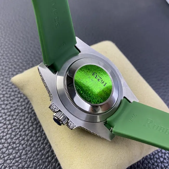 Rolextop-tier watch men's green dial green strap submarine series mechanical front view