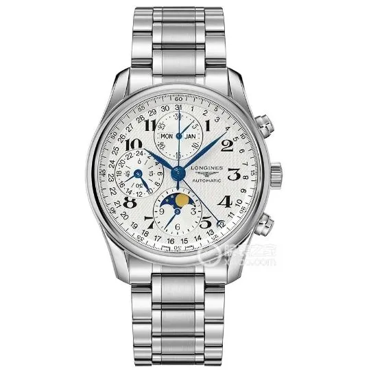 LGS watchmaking traditional Longines1:1replica watch silver dial wheat grain moon phasesteel bracelet model L2.673.4.78.6