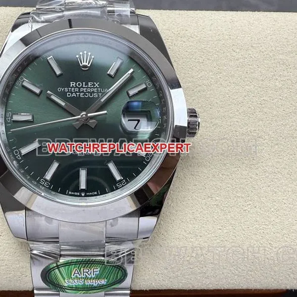 Rolex collectible watch ARF Factory log 41mm aperture green dial3235steel bracelet front live photo