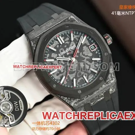 top-tier watch Royal OakDiW factory Audemars Piguet carbon fiber red needle 15500front live photo