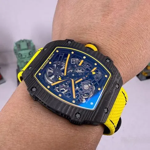 top-tier watch RM067-02Richard Mille hollow dial yellow braceletfront live photo