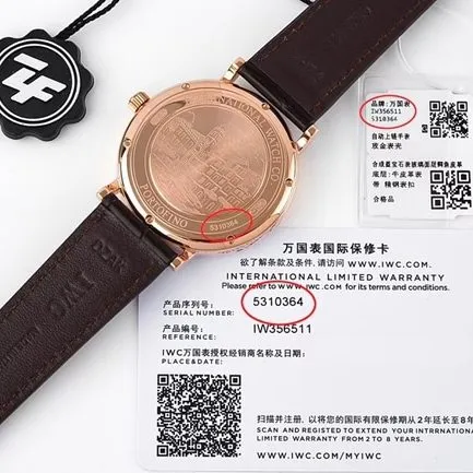 ZF Factorytop-tier watch IWC black dial brown belt Portofino series leather strap automatic movement watch front view