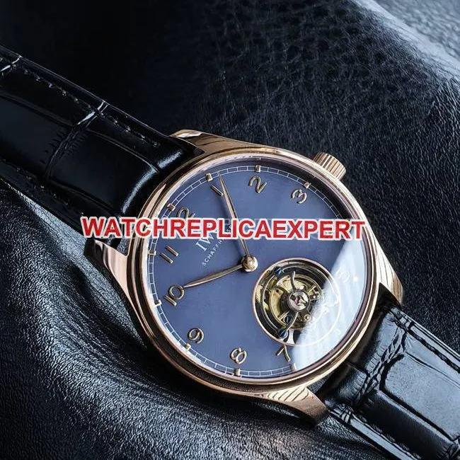 1:1replica watch TUR factory IWC Portugal rose goldblue dialtourbillonfront live photo