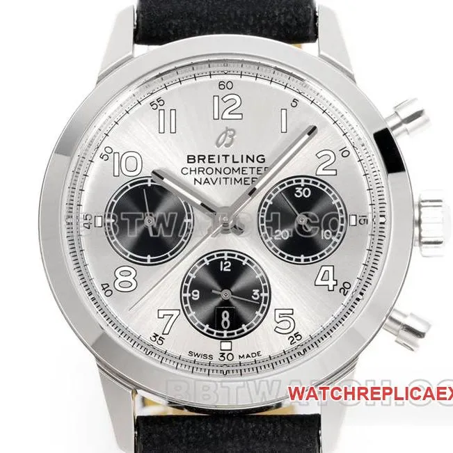 Breitling watch BLS factory transoceanic silver dial41mmchronograph7750movementleather strap model front live photo