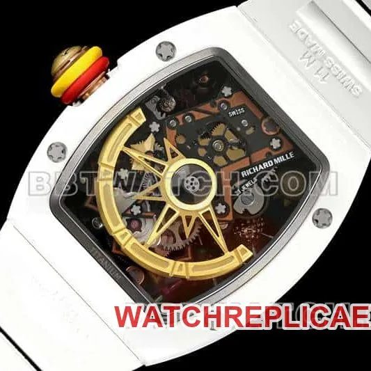 Richard Mille men's top-tier smiley tourbillon white shell white rubber model RM 88front live photo