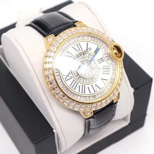 Cartier Watch Cartier Blue Balloon Square Diamond Full Diamond Watch Front View