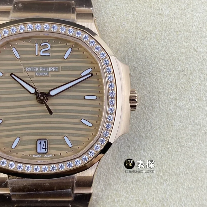 3KPatek Philippe sports elegant series 7118top-tier 1:1high-quality watch ladies gold brown plate steel bracelet model pictures and prices side live photo