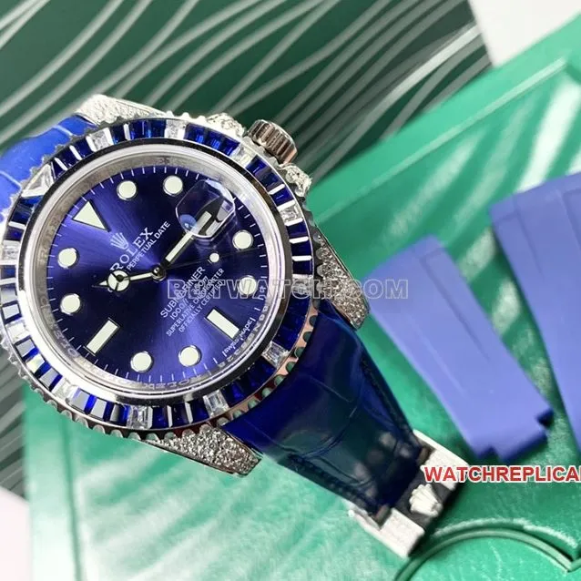 Rolex Submariner top blue disk diamond ring strap models front actual photo