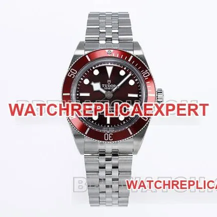collectible watch ZF Factory Black Bay Tudor dark red dial steel braceletfront live photo