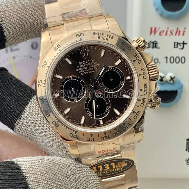 collectible watch QF factory DaytonaRolex brown dial rose gold4131 mechanical front live photo