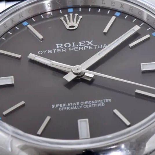 Rolextop-tierhigh-quality watch Oyster Perpetual series men's mechanical gray plate steel bracelet watch detail shots