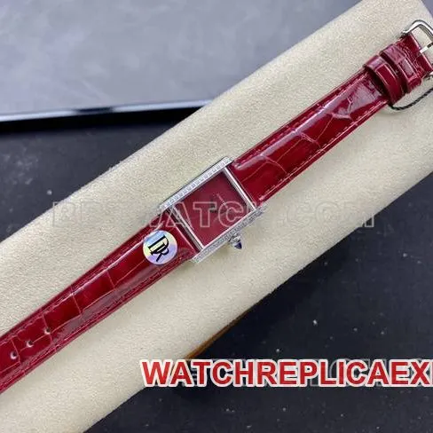 collectible watch DR factory Cartier tank red dial quartz red braceletfront live photo