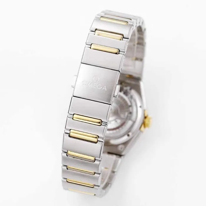 top-tier watch Omega women's gold plate constellation series steel bracelet watch front view