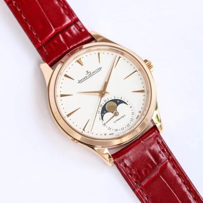 top-tier replicaGF FactoryJaeger-LeCoultre ultra-thin master series moon phase36mm stainless steelcase watch detail shots