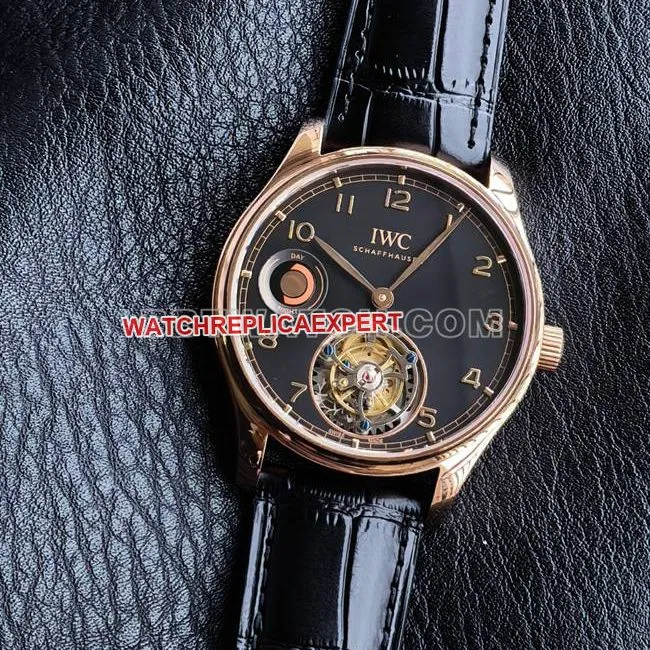 top-tier watch IWCTUR factory Portugal rose goldblack dialtourbillonfront live photo