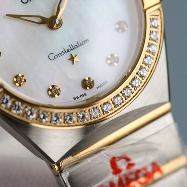 TW Factory Top Omega Constellation Series 28mm Quartz Ladies White Dial Steel Band Watch Front View