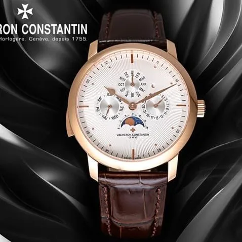 top-tier watch Vacheron Constantin men's white dial brown belt Loft Craftsman series automatic movementleather strap watch front view