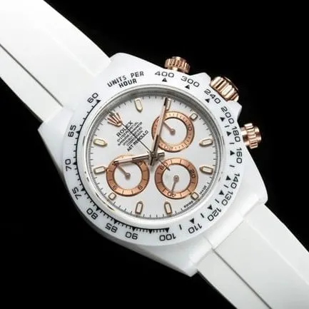 TW Factory Rolex Top Fully Automatic Mechanical Watch with White Dial and Rubber Strap for Men - Front View