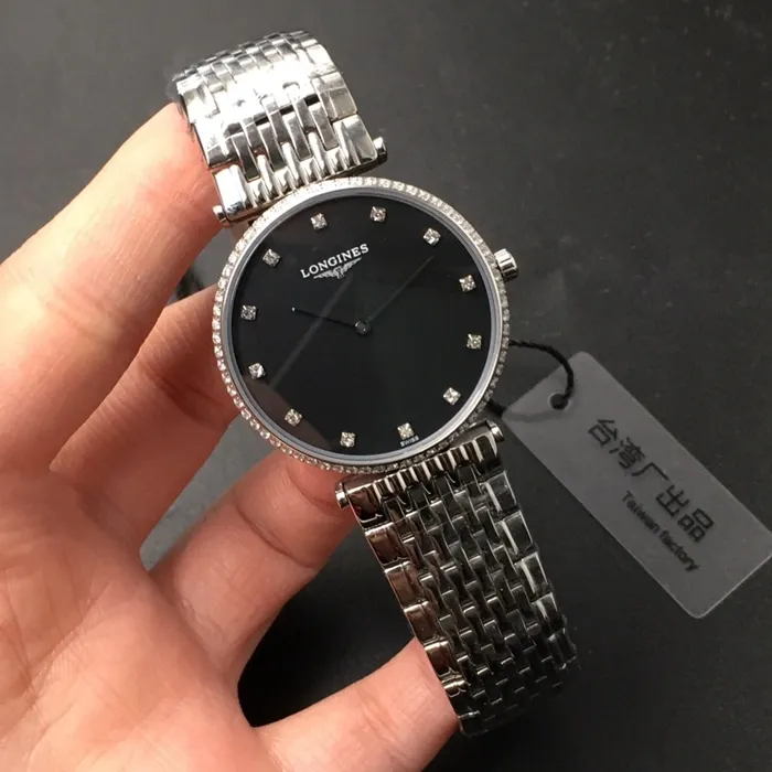 top-tier watch Longines couple watch black dialsteel bracelet Jialan series boutique watch front view