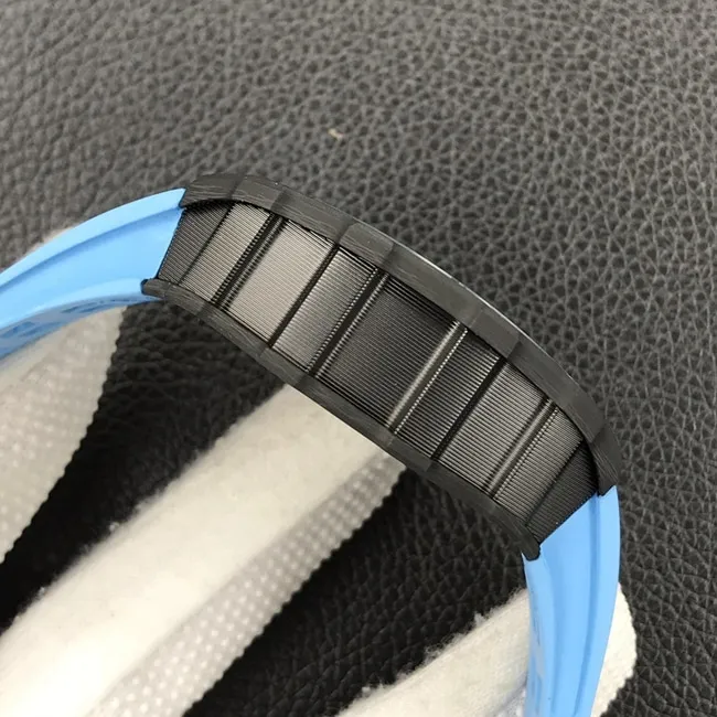 JB factory Richard Milletop-tier watch automatic movement genuine tourbillon men's black dial blue rubber strap watch side view