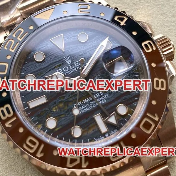Rolex collectible watch ARF FactoryGMT-Master tiger eye GMTrose goldsteel bracelet front live photo