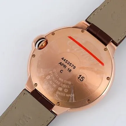 V6 factory top-tier watch Cartier men's white dial brown belt blue balloon series leather strap mechanical watch front view
