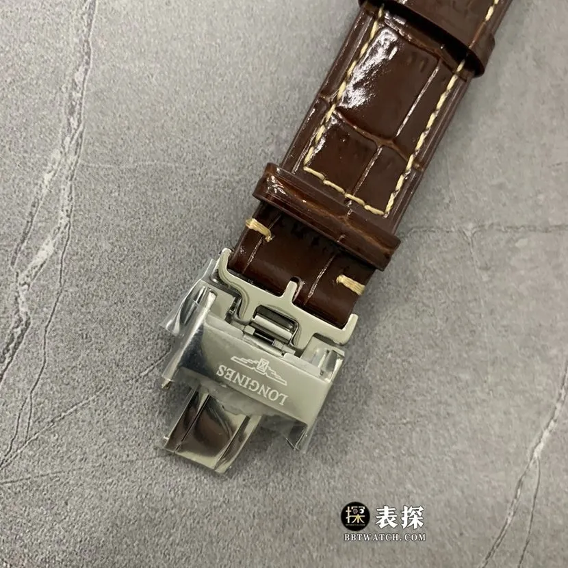 GS factory Longines watchmaking traditional top-tier 1:1super watch men's silver wheat plate moon phaseleather strap model picture and price front live photo