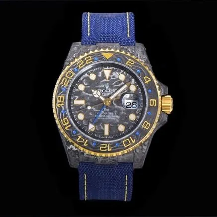 JH factory Rolextop-tier men's black dial nylon strap full automatic movement watch front view